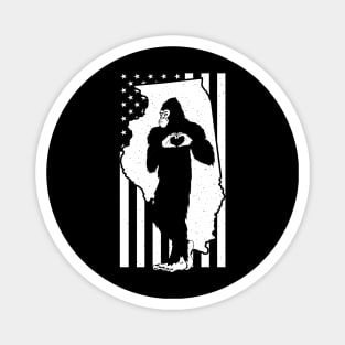 Illinois Bigfoot American Flag Magnet